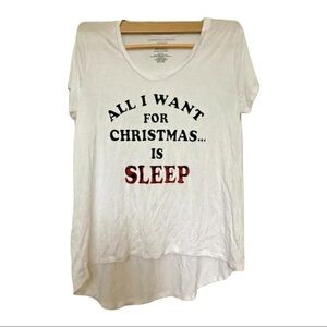 Grayson Threads Pajama top Tee All I Want For Christmas Is Sleep Rayon Small‎ S